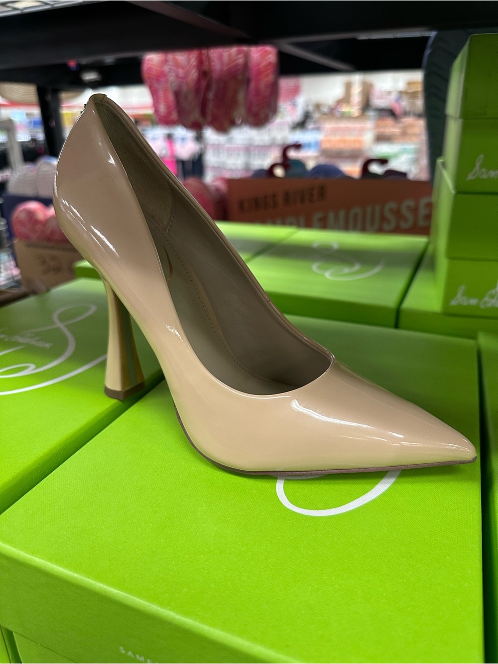Sam Edelman Nude Patent Pointed-Toe High Heel Pump